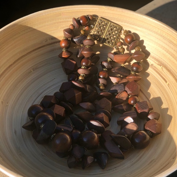 Handmade Wooden Statement Necklace - Picture 3 of 4